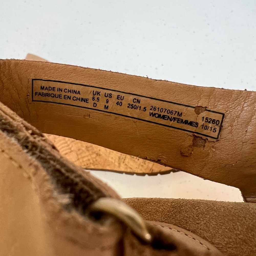 Clarks Collection Women's Beige Suede Ankle Strap Open Toe Wedge Sandals Size 9M - Picture 8 of 8